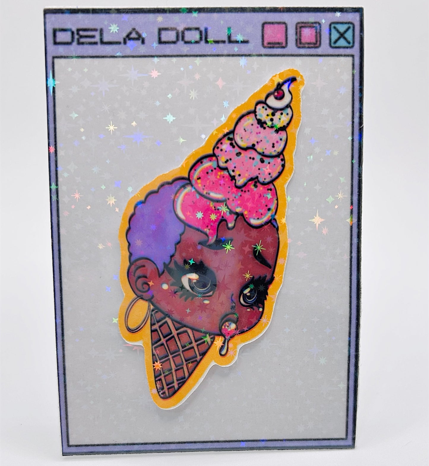 Icecream Overload | DeLa Doll Self Portrait | Holographic Sticker